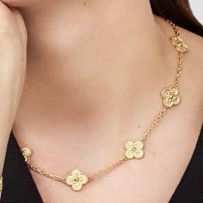 Van Cleef Inspired Chain 5 Motifs Gold