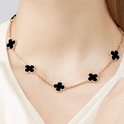 Van Cleef Inspired Chain 5 Motifs Black