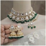 Bellamy Kundan Choker set Green