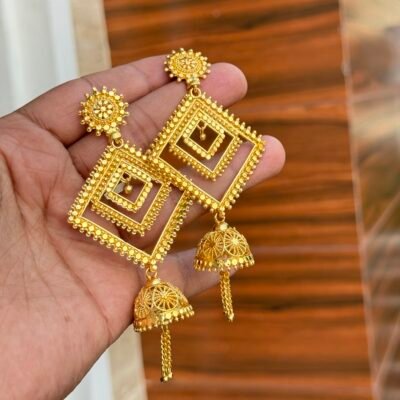 Real GoldLook Designer Jhumka Earings