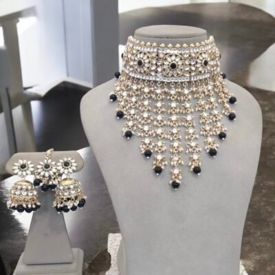 Premium Kundan Jhaalar set Black