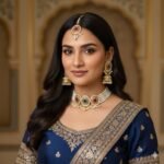 Real Gold Look Pakistani Jadau Choker set Ruby Panna