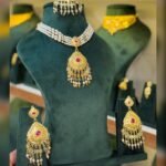 Real Gold Look Light Gold Tone Ruby Necklace set