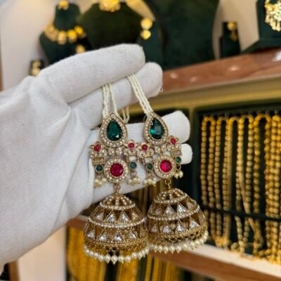 Premium Ruby Panna Kundan Jhumka