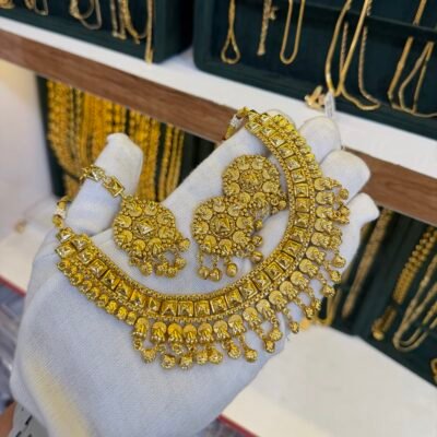 Premium Antique Goldpolish Sequence Necklace set