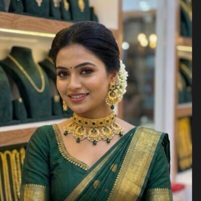 Premium Antique Gold Look Choker set Green