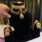 Antique Goldlook New Mini Jhaalar Wave Choker with Jhumka and attached Sahare