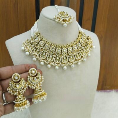 Premium Bollywood Kundan Necklace set Ivory