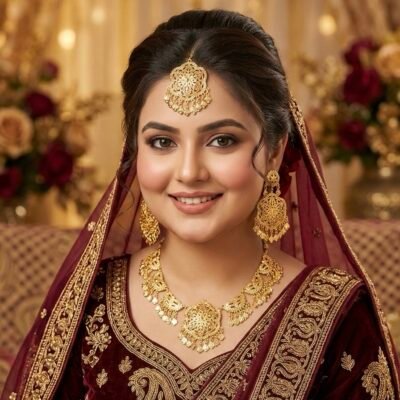 Real Gold Look Designer Leaf Necklace set