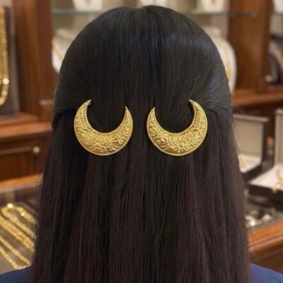 Real Gold Look Designer Moon Hair Pins