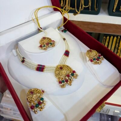 Antique Gold Look Most Demanded Choker set Ruby Green