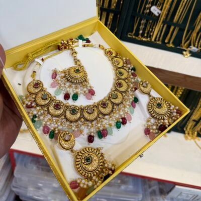 Antique Goldlook Most Famous Necklace set Navratna